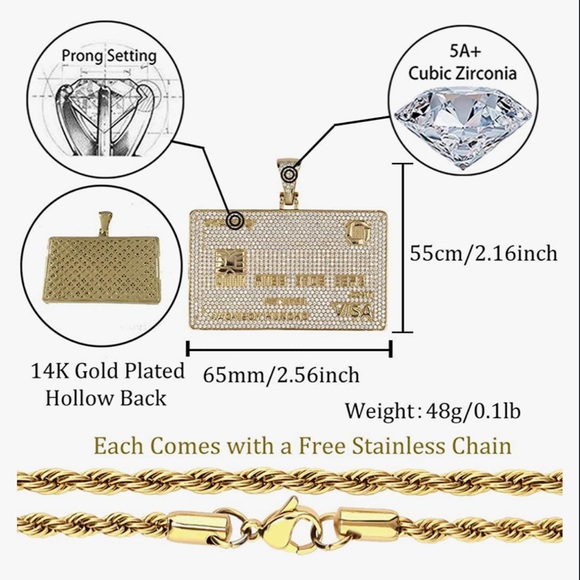 Custom made credit card pendant list name you want on it below! Ready in 13 days - Picture 11 of 16